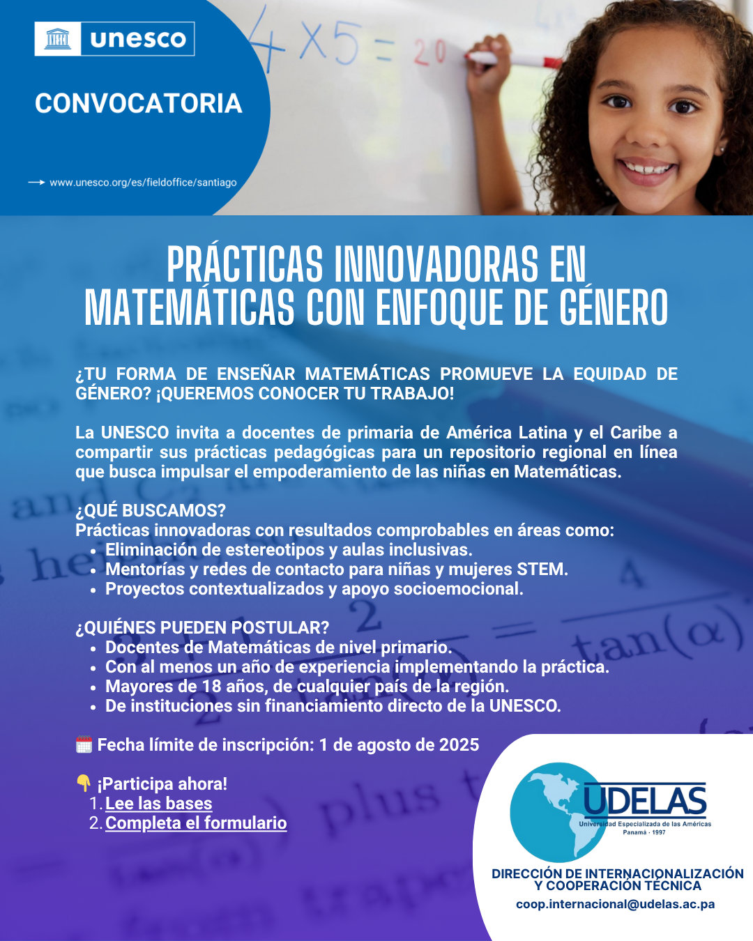 ¡Postula tu práctica pedagógica en Matemáticas con enfoque de género!