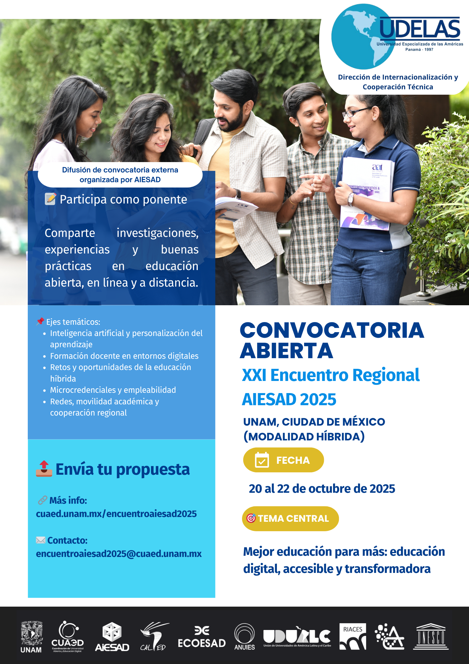 Convocatoria Externa Abierta: XXI Encuentro Regional AIESAD 2025
