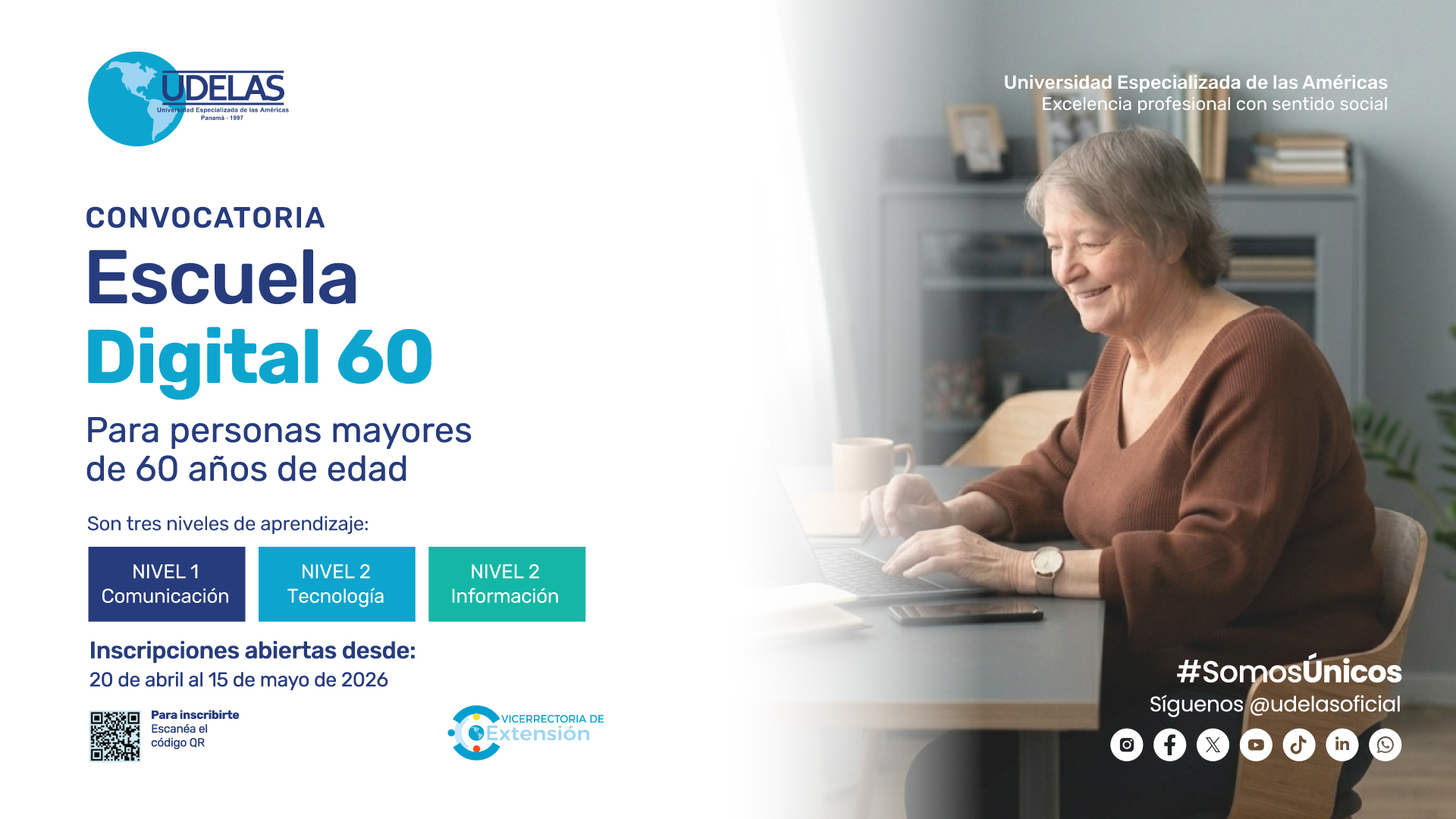 UDELAS fortalece la inclusión tecnológica de los adultos mayores con la “Escuela Digital 60″